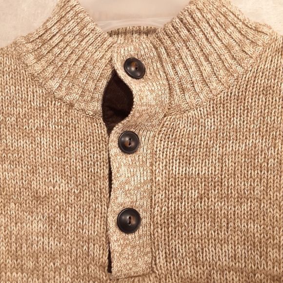 Chaps Mens Classic Fit Twist/Mock Sweater- XL-Brown/Oak Twist w/ elbow patches - Picture 2 of 12